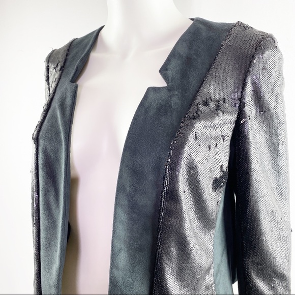 Anthropologie SHONDA Black Cropped Sequin Jacket - Picture 6 of 10